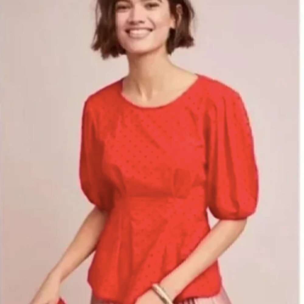 Anthropologie Eva Franco Reeves‎ Eyelet Peplum Blouse